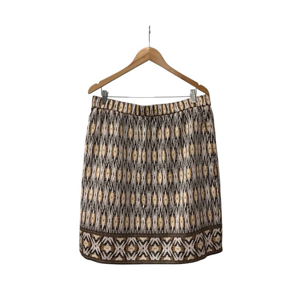NWT Chico's Diamond Ikat Pull On Skirt Rockledge Brown Size 1